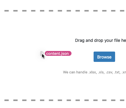 Drag and drop a JSON file to convert to SQL